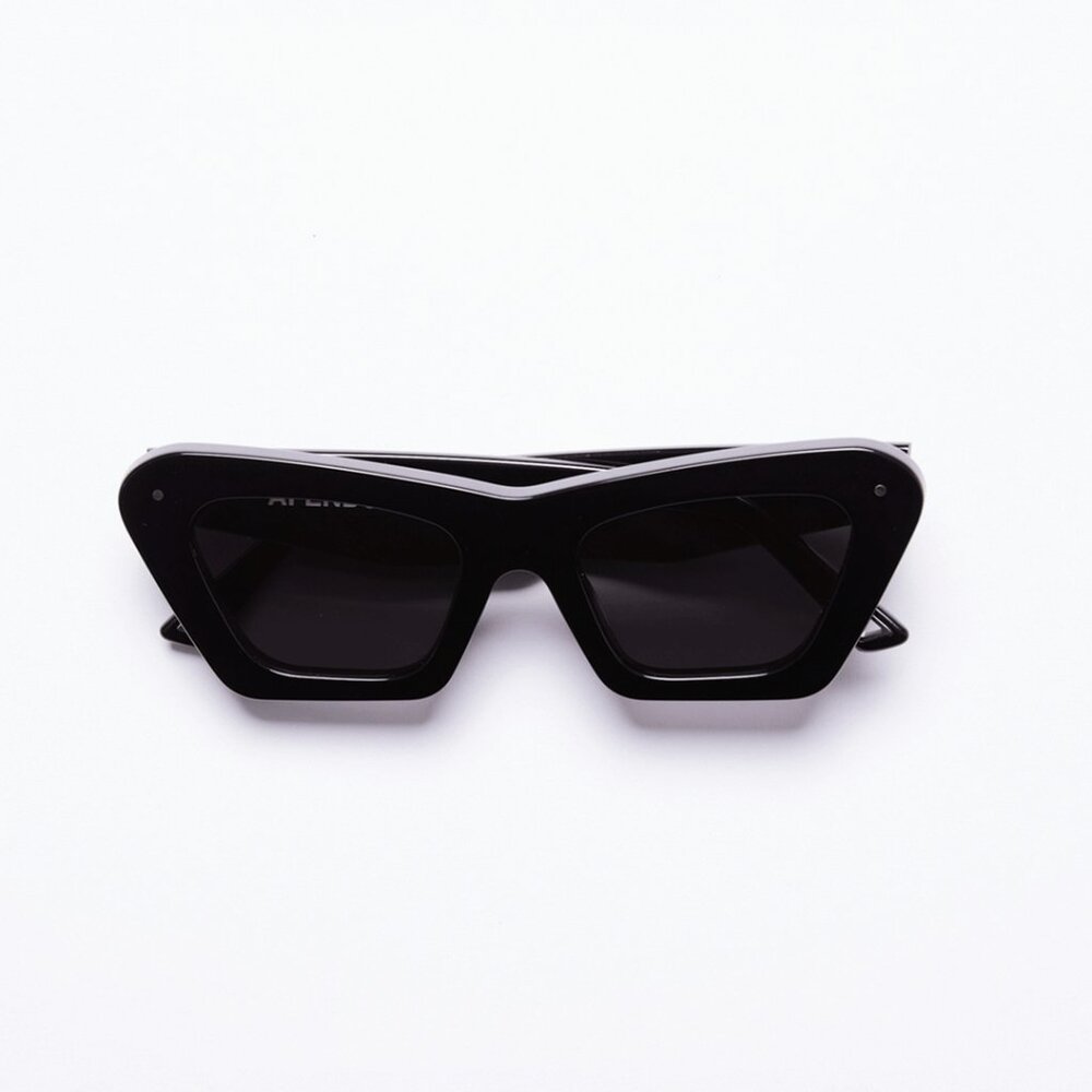 Afends Sundae Driver Cat Eye Sunglasses – Gloss Black Bio-Acetate, Oversized